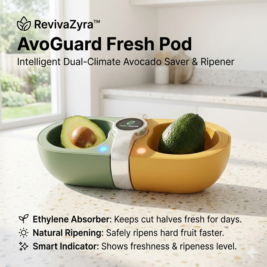 RevivaZyra™ AvoGuard Fresh Pod End the Avocado Anxiety. Perfect Ripeness, on Your Schedule.