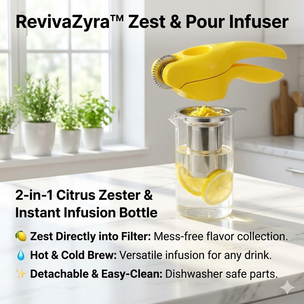 RevivaZyra™ Zest & Pour Infuser Capture every drop of flavor. Zero mess. Infinite refreshment.
