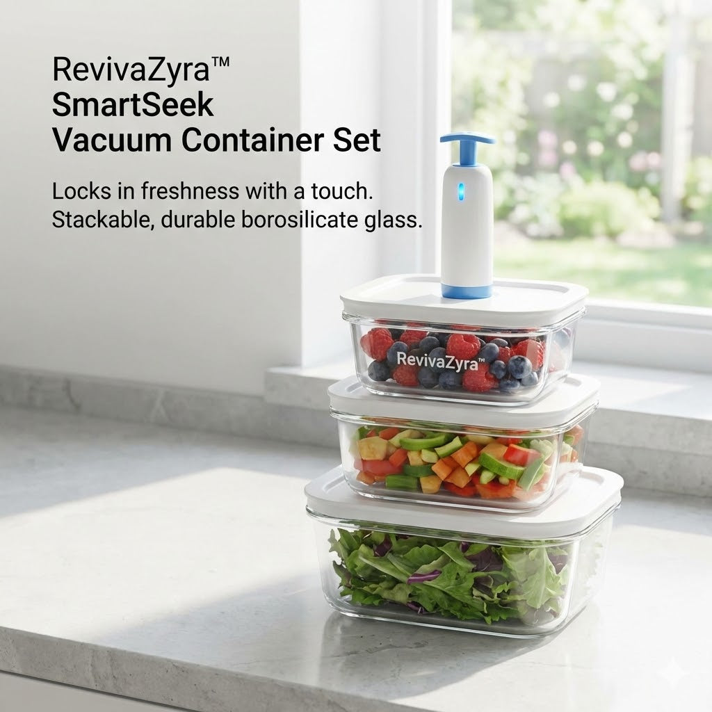RevivaZyra™ SmartSeek Vacuum Container Set-stop storing your food with its worst enemy: Air.