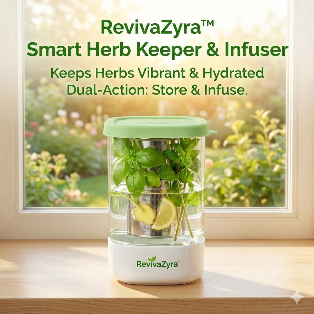 🌿 RevivaZyra™ The Smart Herb Keeper & Infuser Crafting Life into Every Drop.