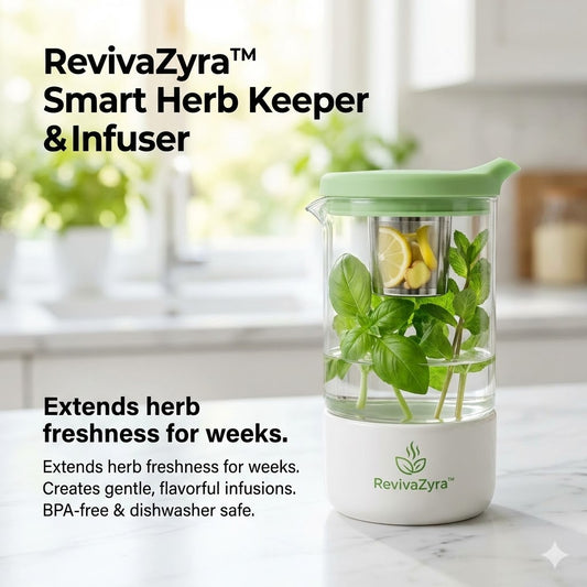 🌿 RevivaZyra™ Smart Herb Keeper &amp; Infuser  Hydrate. Protect. Infuse. The ultimate life-support for your botanicals.